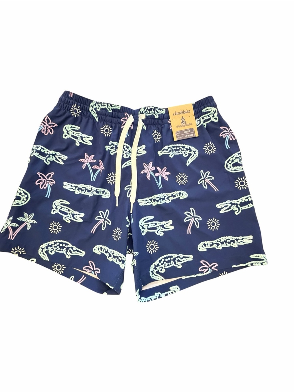 Chubbies The Neon Glades Swim Trunks Mens Medium Navy Tropical Lined 5” Inseam
